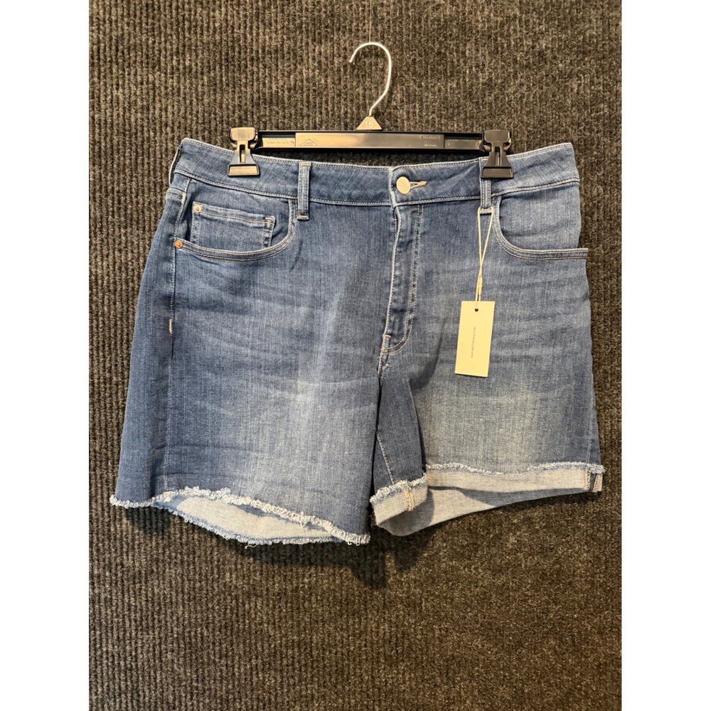 Warp + Weft Koa Kona Rockaway Blue Denim Shorts Raw Hem Size 16/33 NEW